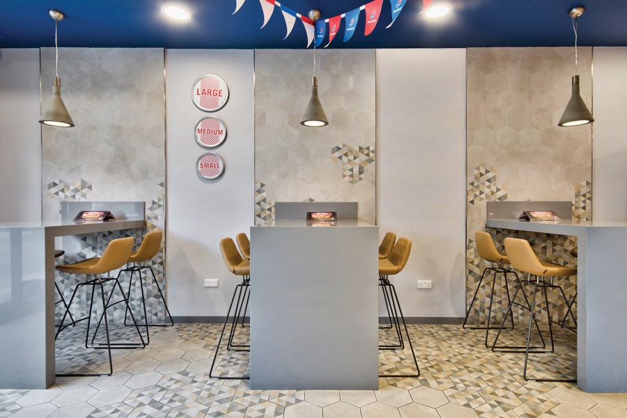 Domino’s counter and tables
